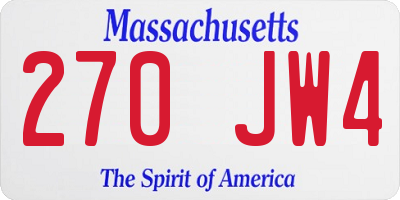 MA license plate 270JW4