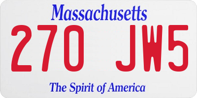 MA license plate 270JW5