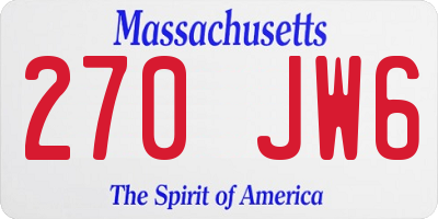 MA license plate 270JW6