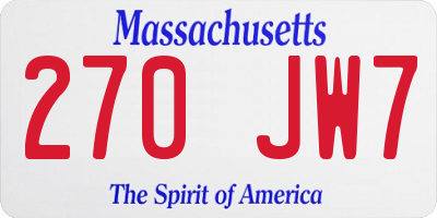 MA license plate 270JW7