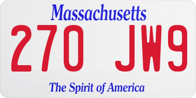 MA license plate 270JW9