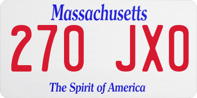 MA license plate 270JX0
