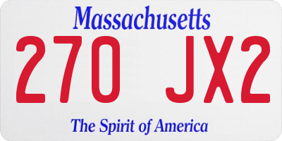 MA license plate 270JX2