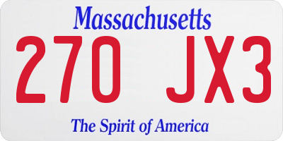 MA license plate 270JX3