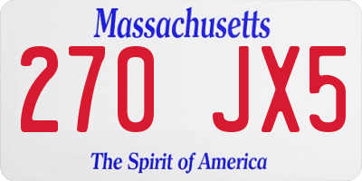 MA license plate 270JX5