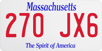 MA license plate 270JX6