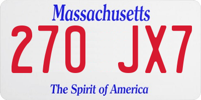 MA license plate 270JX7