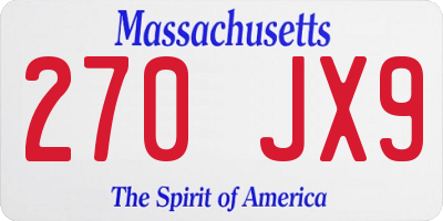 MA license plate 270JX9