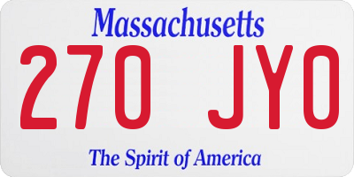 MA license plate 270JY0