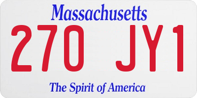 MA license plate 270JY1