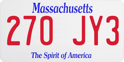 MA license plate 270JY3