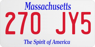 MA license plate 270JY5