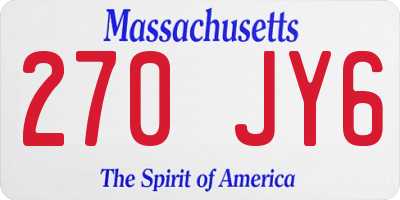 MA license plate 270JY6