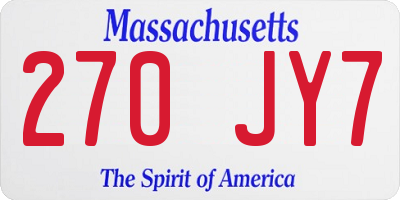 MA license plate 270JY7