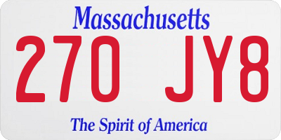 MA license plate 270JY8