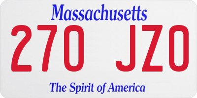 MA license plate 270JZ0