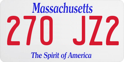 MA license plate 270JZ2