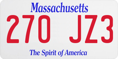 MA license plate 270JZ3