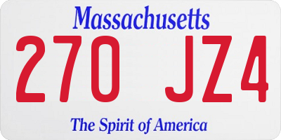 MA license plate 270JZ4