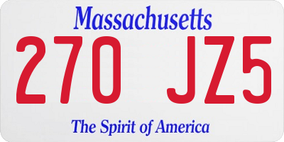 MA license plate 270JZ5