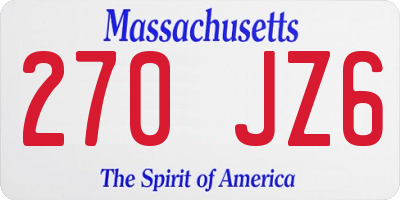 MA license plate 270JZ6