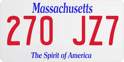 MA license plate 270JZ7