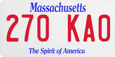 MA license plate 270KA0
