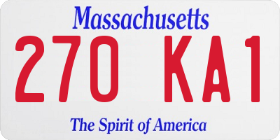 MA license plate 270KA1