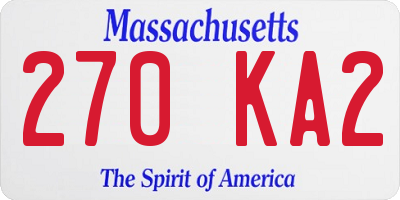 MA license plate 270KA2