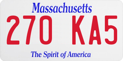 MA license plate 270KA5