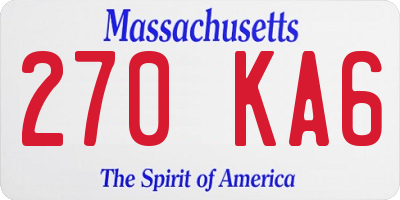 MA license plate 270KA6
