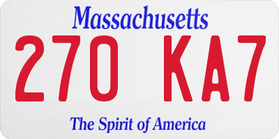 MA license plate 270KA7