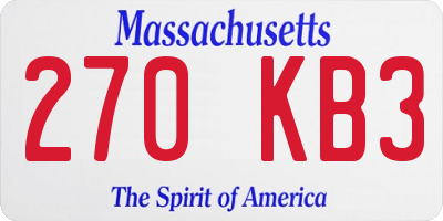 MA license plate 270KB3