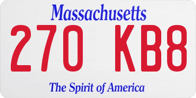 MA license plate 270KB8