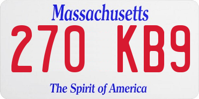 MA license plate 270KB9