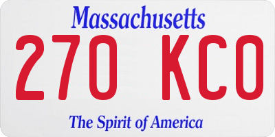 MA license plate 270KC0