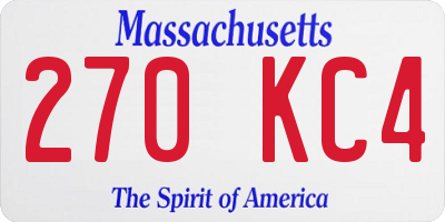 MA license plate 270KC4
