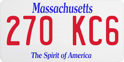 MA license plate 270KC6
