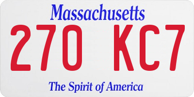 MA license plate 270KC7