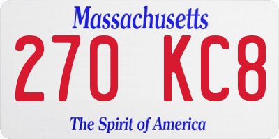MA license plate 270KC8