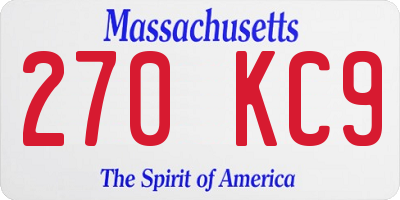 MA license plate 270KC9