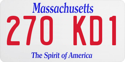MA license plate 270KD1