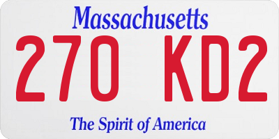 MA license plate 270KD2