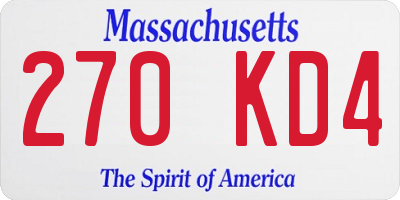 MA license plate 270KD4