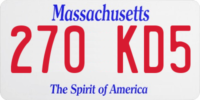MA license plate 270KD5