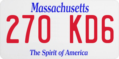 MA license plate 270KD6