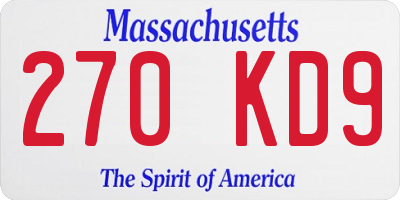 MA license plate 270KD9