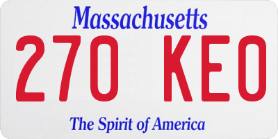 MA license plate 270KE0