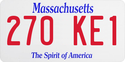 MA license plate 270KE1