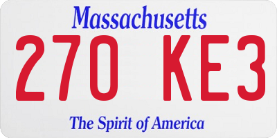 MA license plate 270KE3